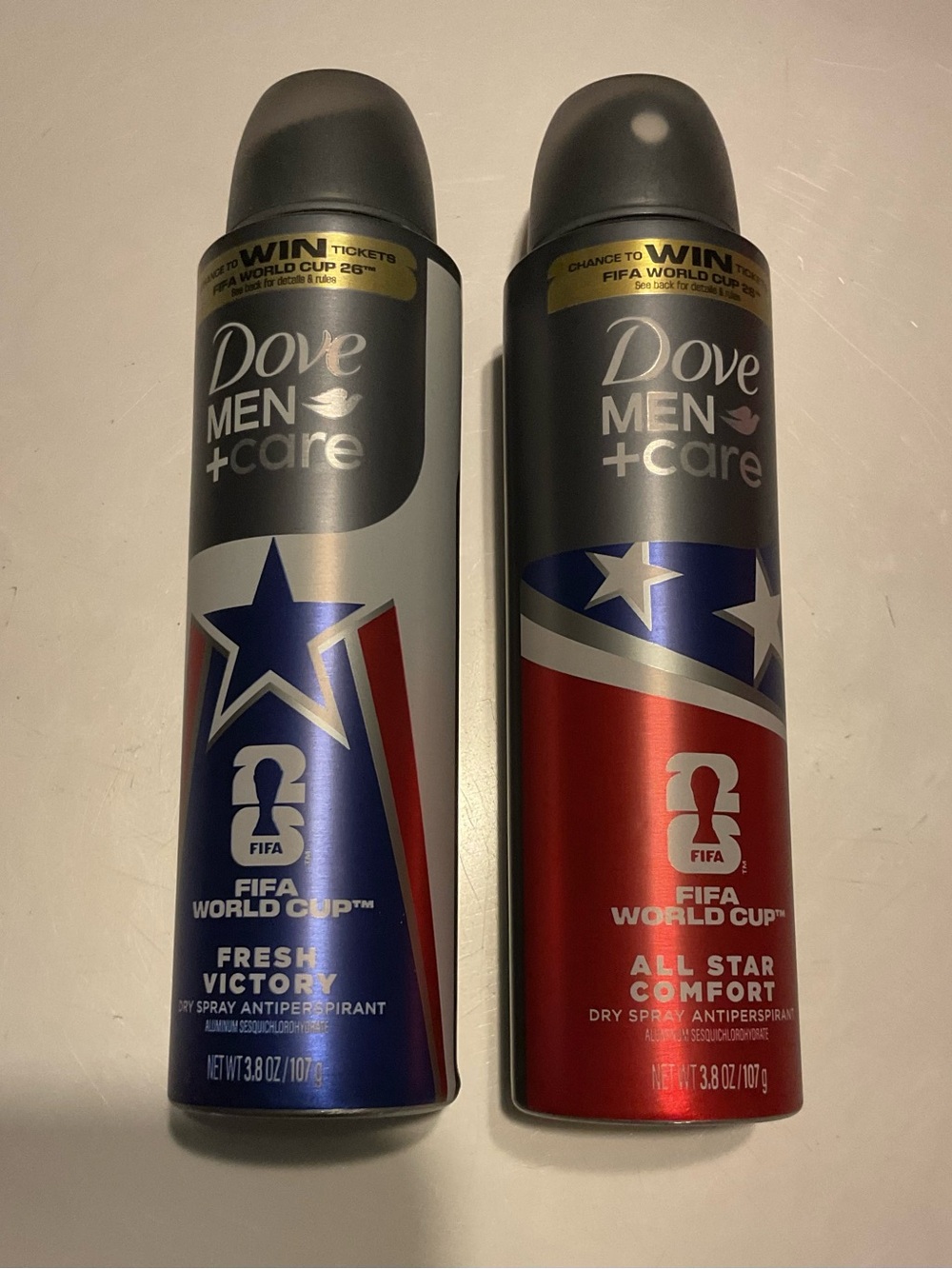 Dove Men+Care Fresh Victory & All Star Comfort Antiperspirant Spray - Blue & Red